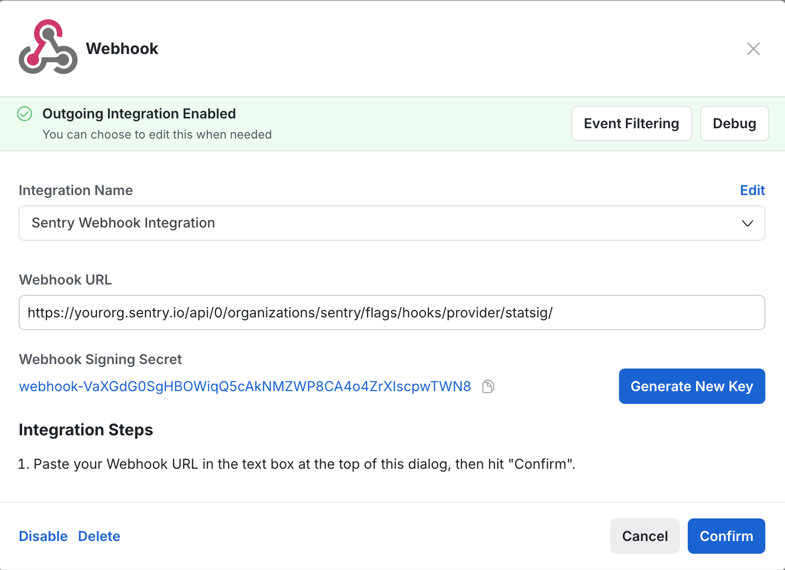 Statsig Webhook Modal